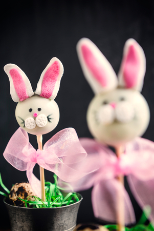 Easter bunny cake pops,selective focusの写真素材