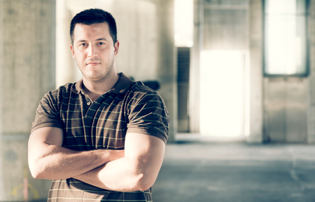 Handsome man portrait outdoor,selective focusの写真素材