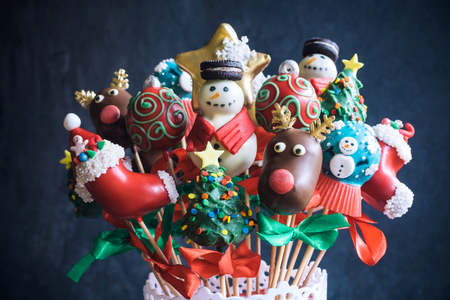 Christmas cake pops bouquet,selective focusの写真素材
