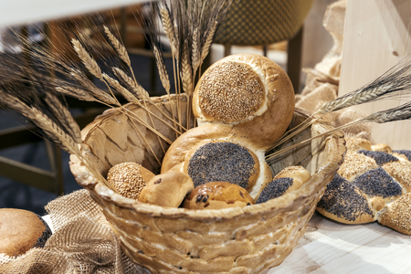 Variety of homemade buns,selective focusの写真素材