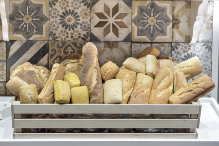 Variety of breads in the basket,selective focusの写真素材