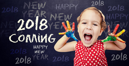 Happy child announcement New 2018 Yearの写真素材