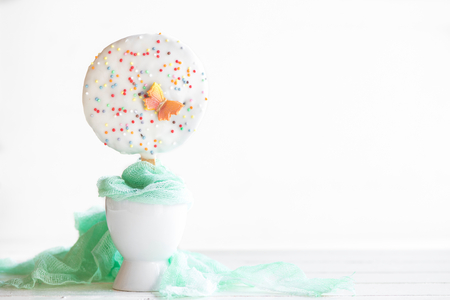 Sweet cookie on the stick,blank spaceの写真素材