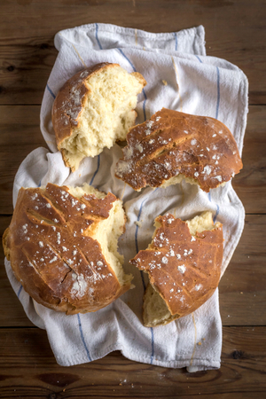 Pieces of the homemade bread,selective focusの写真素材