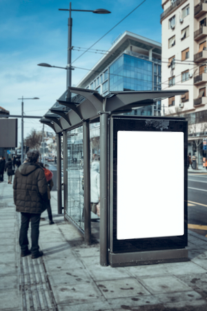 Blank billboard on the bus stationの写真素材
