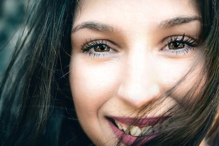 Portrait of the smiley woman,selective focusの写真素材