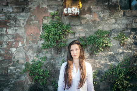 Beautiful female outdoor portrait,selective focusの写真素材