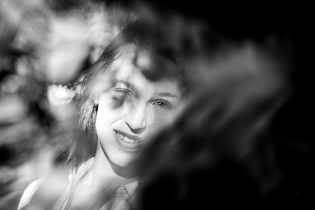 Female portrait in the black and white technique,selective focusの写真素材