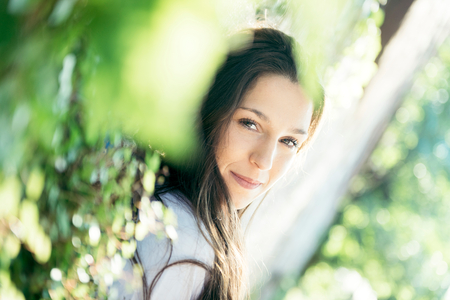 Portrait of the beautiful woman,selective focusの写真素材
