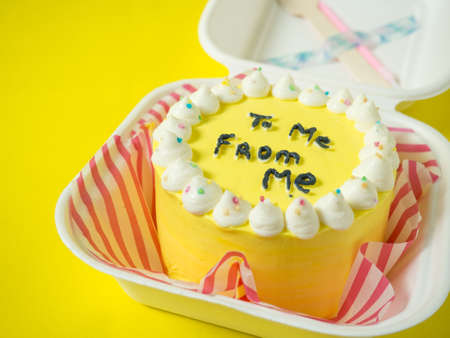Korean lunch box cake, a cake with an inscription to me from me. place for your text