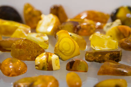 Amber. pieces of transparent yellow amber. Sun stone .. Yellow stone