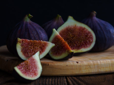 Still life with fresh figs on an old table