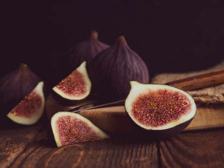Still life with fresh figs on an old tableの写真素材