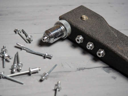 rivets for crimping aluminum rivets. close-upの写真素材