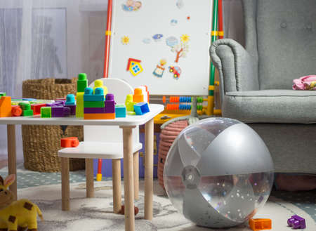 mess in the children's room, scattered designer in the children's roomの写真素材