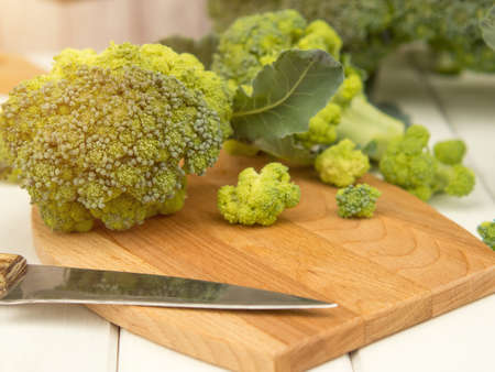 Lots of broccoli for diet and healthy eating. Fresh green broccoli on the table. organic products