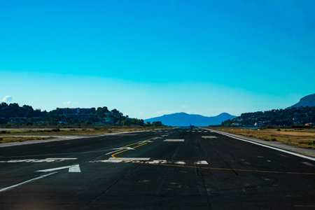 Kerkyra, Greece - 09222022: Runway at Corfu Airportのeditorial素材