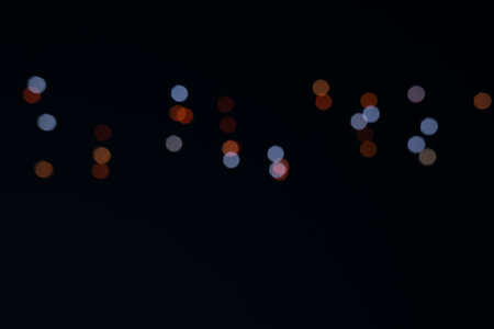 Riga, Latvia - 27.04.2023: Baltic Drone Show, Blurred drone lights in the sky.のeditorial素材