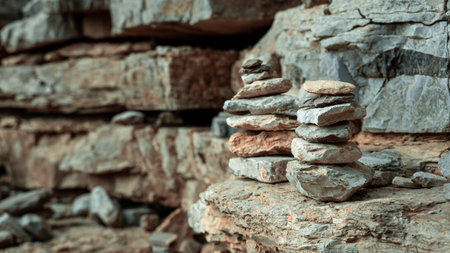 The stones are compounded into a structure on the canyon. Copy spaceの写真素材