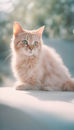Portrait of beautiful siberian cat on the background of natureの素材