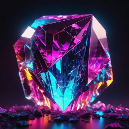 Magic crystal on a black background. 3d rendering, 3d illustration.の素材