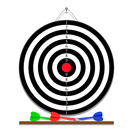 Darts game with javelins hanging on a nailのイラスト素材