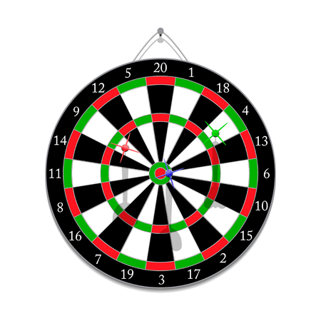 Darts game with javelins hanging on a nailのイラスト素材