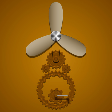 Many brown gears on grown bachgroundのイラスト素材