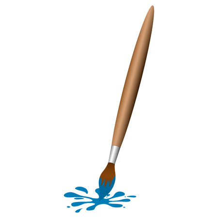 Wooden brush with blue blobのイラスト素材
