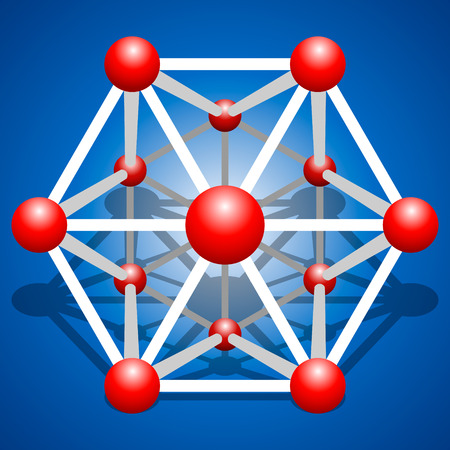 Vector molecule grid on blue backgroundのイラスト素材