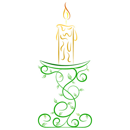 Doodle vector color abstract candle on a standのイラスト素材