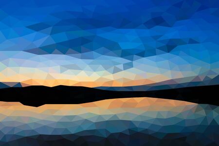 Low poly sunset on the lakeのイラスト素材