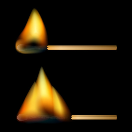 burning two matches on black backgroundのイラスト素材