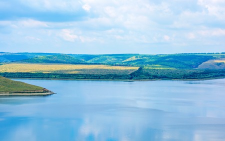 Photo of a beautiful blue bay at summer time