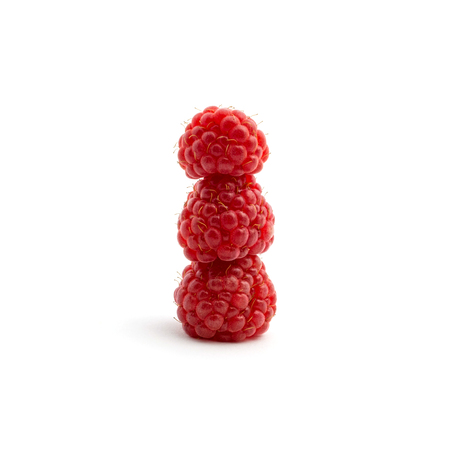 Photo of beautiful fresh red raspberry isolated on white backgroundの写真素材