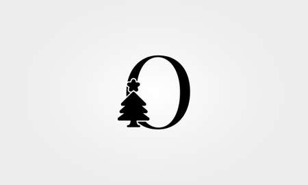 christmast tree letters oのイラスト素材