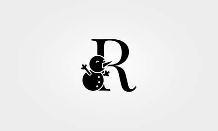 alphabet snow man letter rのイラスト素材