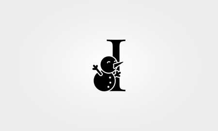 alphabet snow man letter iのイラスト素材