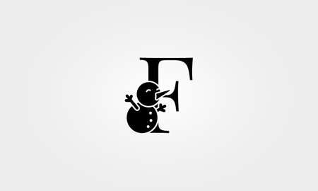 alphabet snow man letter fのイラスト素材
