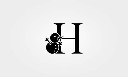 alphabet snow man letter hのイラスト素材