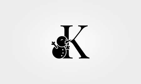alphabet snow man letter kのイラスト素材