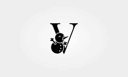 alphabet snow man letter vのイラスト素材