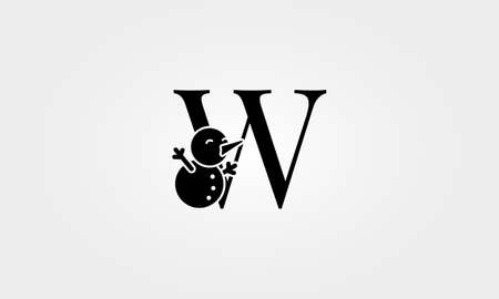 alphabet snow man letter wのイラスト素材