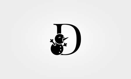 alphabet snow man letter dのイラスト素材