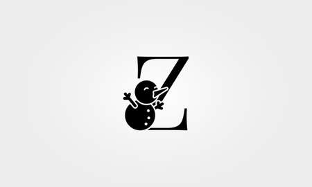 alphabet snow man letter zのイラスト素材