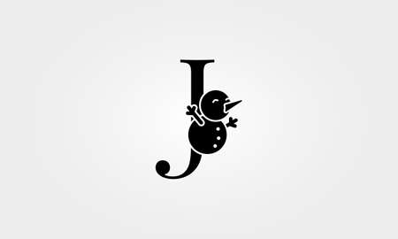 alphabet snow man letter jのイラスト素材