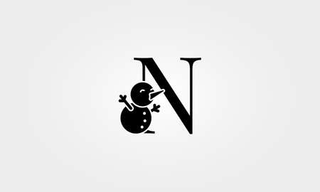 alphabet snow man letter nのイラスト素材
