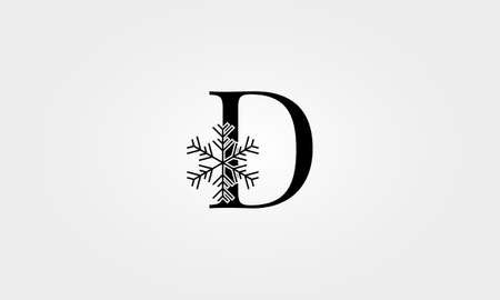 alphabet snow flake letter dのイラスト素材