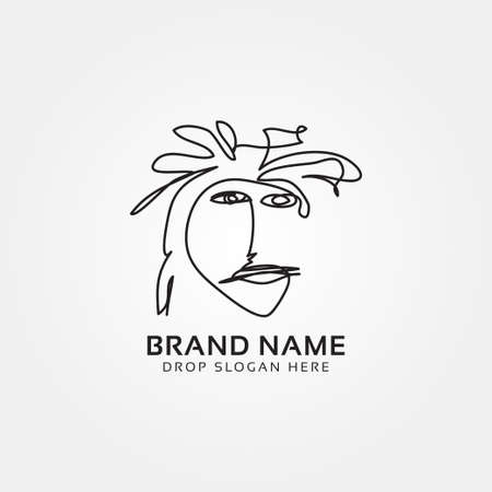 reggae man dreadlock hair continuous line drawing vector logo designのイラスト素材