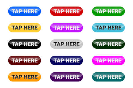 multicolor rounded rectangle 3d glossy button vector design elementのイラスト素材